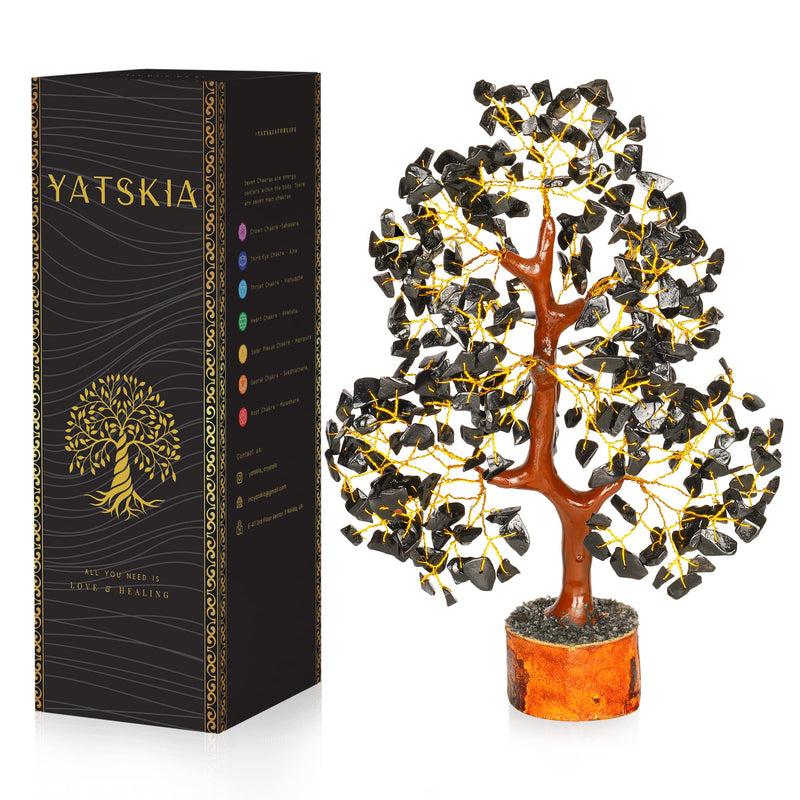 Black Tourmaline Crystal - Crystal Tree, Artificial Trees, Tourmaline Crystal, Crystal Items for Gift, Healing Gifts, Fungshui Decorations, Crystal Tree for Positive Energy Black Tourmaline Golden Wire - NewNest Australia