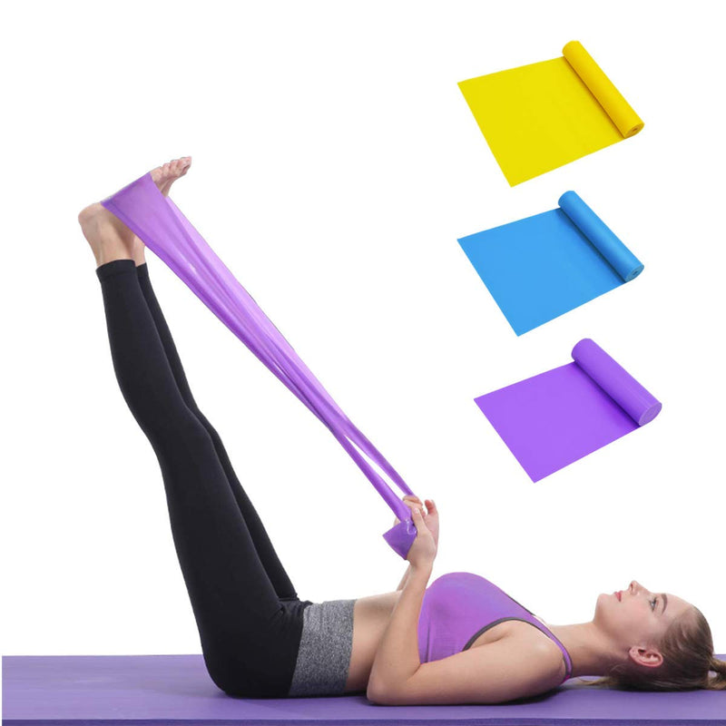 Resistance Bands, [Set of 3] Exercise Bands Set with 3 Resistance Levels, Fitness Bands for Women&Men, Workout Resistance Bands for Pilates,Yoga,Rehab,Strength Training,Fitness Yellow+Blue+Purple 1.5 Metres - NewNest Australia