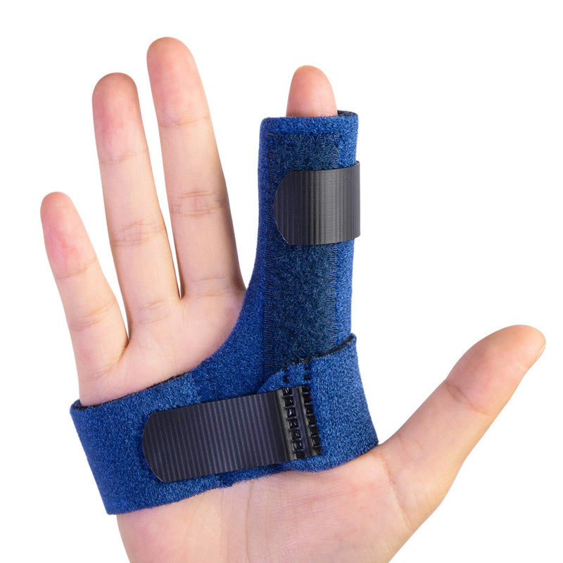 Sumifun Finger Brace for Right Hand, Finger Splints with 2 Gel Sleeves for Mallet Finger, Trigger Finger, Finger Supports with Built-in Aluminium Bar for Sprains, Pain Relief, Sports Injury, Blue Right Hand - Blue - NewNest Australia