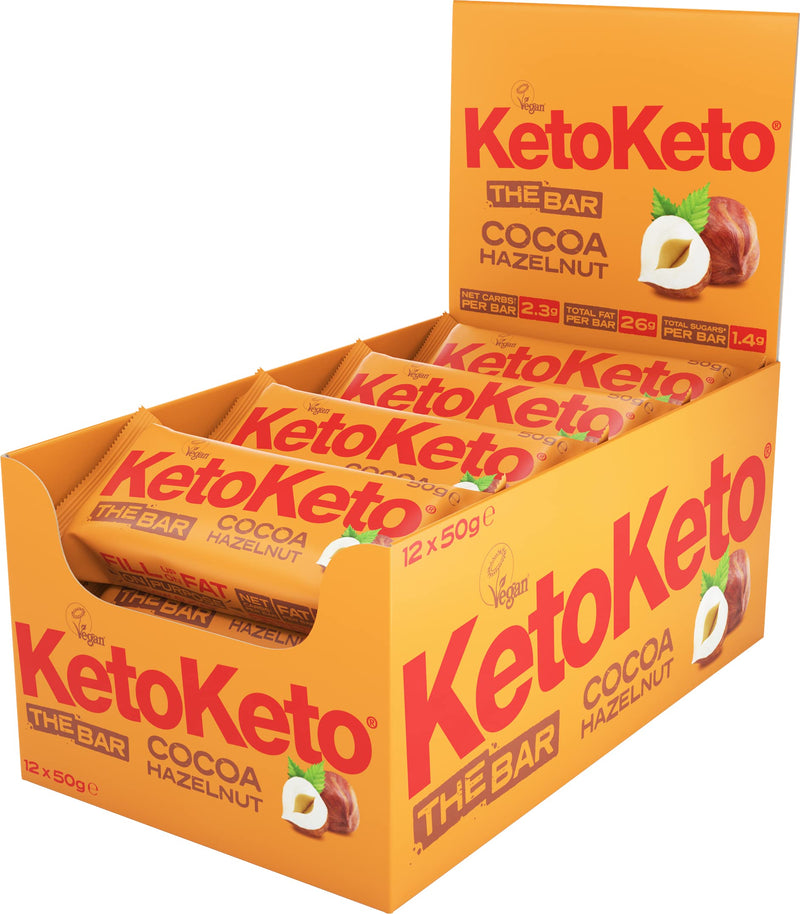 Keto Keto Bars 12 x 50g Keto Snacks Weight Loss | Keto Diet, Sugar Free Snack, Meal Replacement Bar | Healthy Snacks, Low Carb Food | Low Calorie, Vegan Food, Breakfast Bar (Cocoa Hazelnut) Chocolate Hazelnut - NewNest Australia