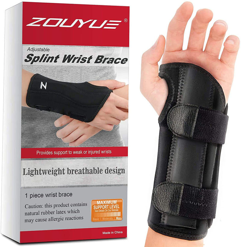 ZOUYUE Wrist Splint Support Brace, Adjustable Breathable Splint Carpal Tunnel with Metal Splints, for Joint Pain Arthritis Carpal Tunnel Pain Tendonitis for Men and Women Black (Small- Left) S (Pack of 1) - NewNest Australia