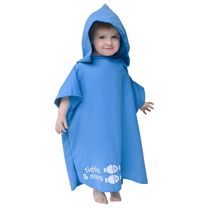 Tiddlers & Nippers Kids Microfibre Hooded Towel/Poncho | Colours: Blue/Pink/Grey Lightweight, Super Absorbent Microfiber & Quick Drying | Ideal For Beach, Pool, Holidays & Travel (Blue, 2-5 Years) - NewNest Australia