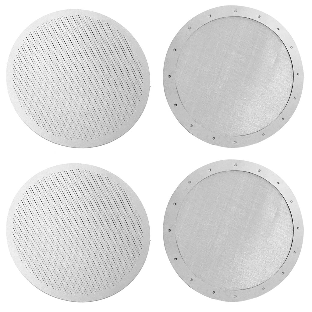CKANDAY 4 Pack Premium Reusable Coffee Filters for Old/New Aeropress Aerobie Coffee Makers, 2 Types Washable Stainless Steel Metal Mesh Fine Micro-Filters, Silver - NewNest Australia