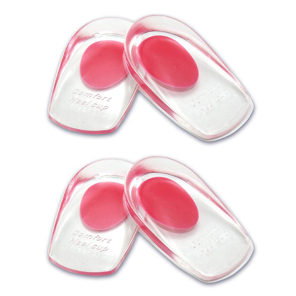 MINGZE 2 Pairs Clear Orthotic Gel Heel Pads, Increase Elevator Shoe Pads Support 1.5 cm Insert Insole Gel, Silicone Heel Cups Cushions for Plantar Fasciitis Heel Spur Achilles Pain Absorbing (red) Red - NewNest Australia