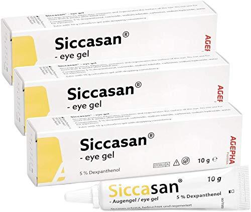 Siccasan Intensive Dry Eye Gel with Carbomer and Dexpanthenol | Corneal Gel & Eye Lubricant | Eye Gel for Dry Eyes| Relief Against Irritated and Sore Eyes | Night Time Eye Gel for Dry Eyes 10 g (Pack of 3) - NewNest Australia