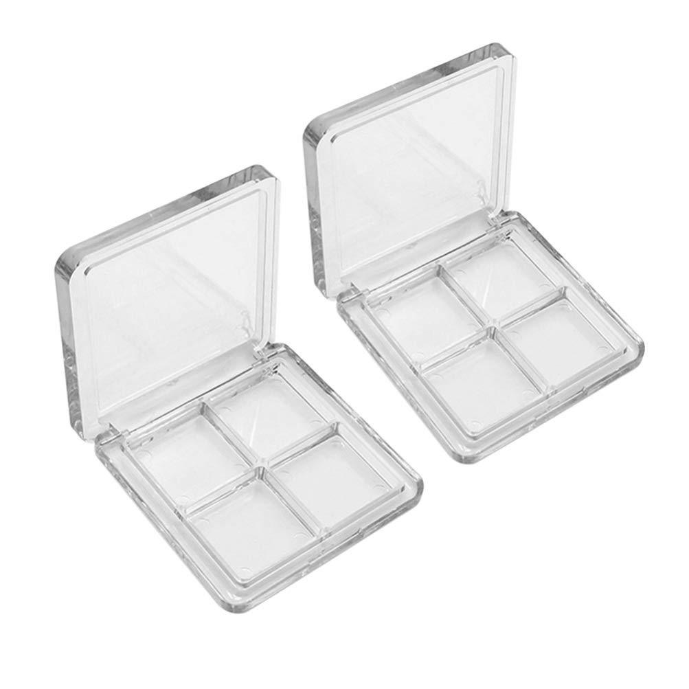 Lurrose 2PCS Empty Eyeshadow Palette Refillable 4 Grids Plastic Eye Make Up Container Palette - NewNest Australia