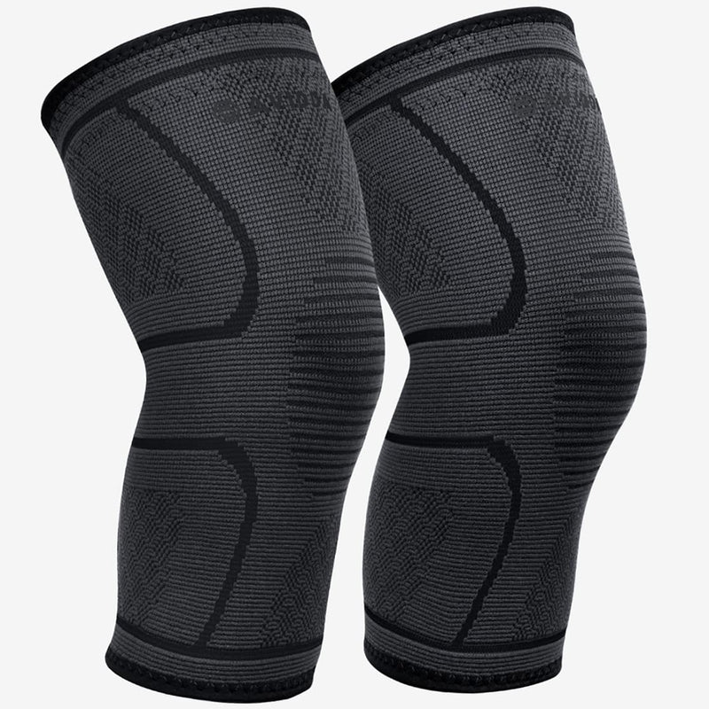 AVIDDA Knee Support Brace 2 Pack - Compression Knee Sleeves for Arthritis, Joint Pain, Ligament Injury, Meniscus Tear, ACL, MCL, Tendonitis, Running, Squats, Sports Grey Black M - NewNest Australia