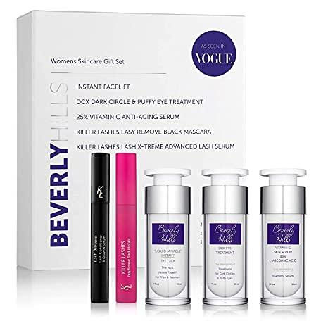 Skin Care Gift Set for Women - Instant Facelift, Anti Ageing Serum, Eye Cream for Dark Circles, Eyelash Serum, and Black Mascara - NewNest Australia