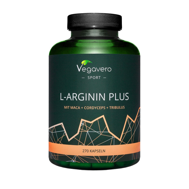 L-Arginine Complex Vegavero® | with Maca, Tribulus Terrestris, Zinc, Cordyceps & Vitamin C | 270 Vegan Capsules | NO Additives, Gelatine or Bulkin Agents - NewNest Australia