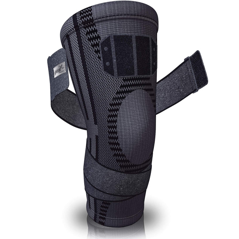 PURE SUPPORT Knee Brace Sleeve | with Strap Compression Patella Stabilizer for Meniscus Tear | Arthritis Pain | Running | Basketball | Crossfit | Sports | Gym | Women | Men XL Black/Straps - NewNest Australia