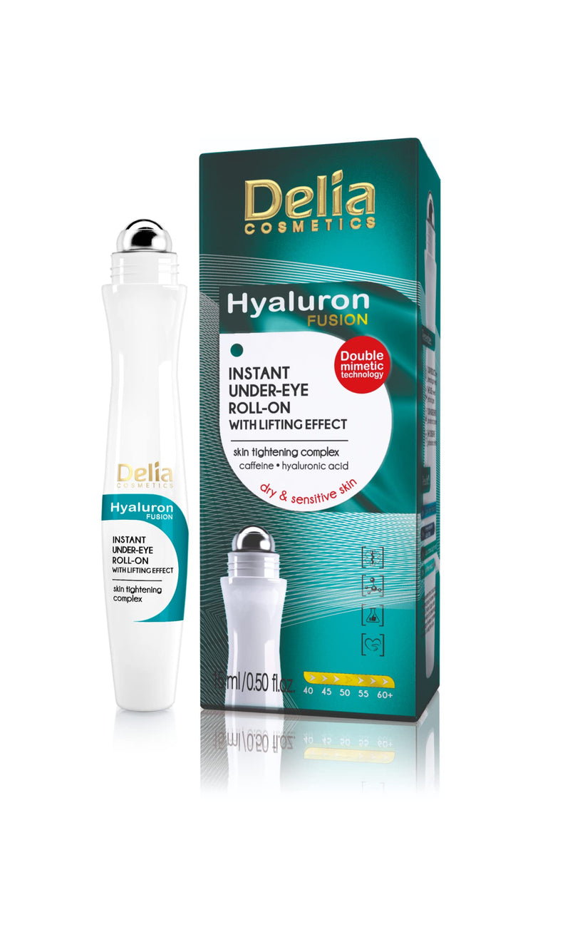 Delia - Hyaluron Fusion - Roll-On Lifting Effect Eye Contour - Instant Under-Eye Tightening Complex - for Dark Circles & Crow's Feet - Brighter, Smooth Look - 15 ml Roll On - NewNest Australia