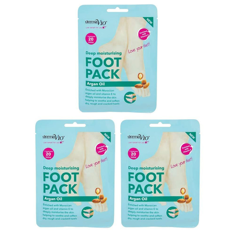 Derma V10 Argan Oil Deep Moisturising Foot Pack - Pack of 3 - NewNest Australia