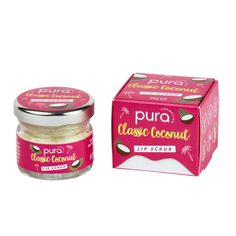 Pura Cosmetics Vegan Lip Scrub in Classic Coconut (28g) - Natural Ingredients, Cruelty-Free, Plastic-Free Packaging & Made in the UK - NewNest Australia