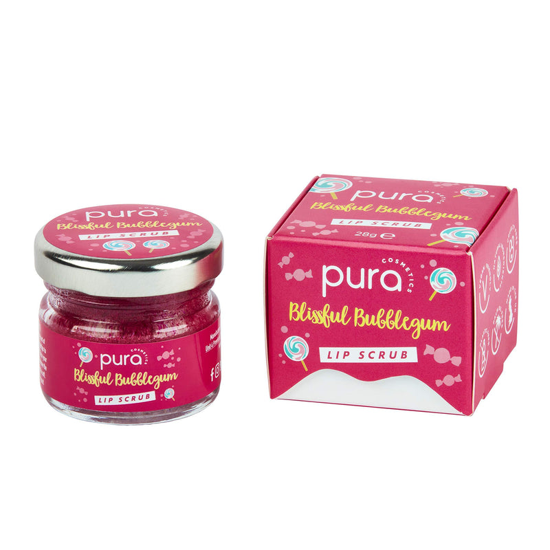 Pura Cosmetics Vegan Lip Scrub in Blissful Bubblegum (28g) - Natural Ingredients, Cruelty-Free, Plastic-Free Packaging & Made in the UK - NewNest Australia