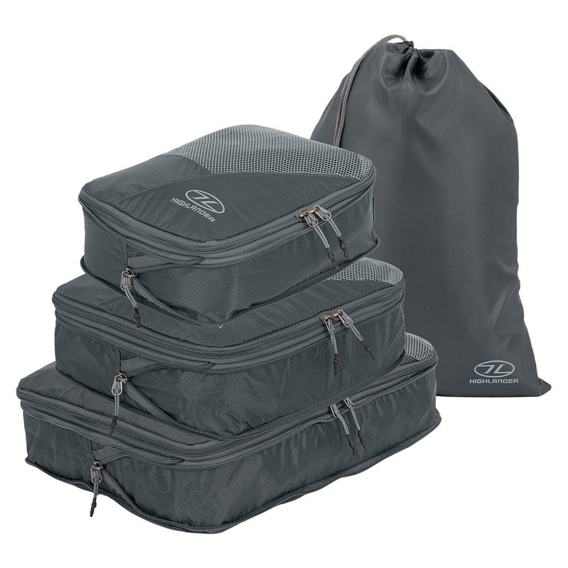 Highlander Compakta Compression Packing Cubes Organiser (Set of 3) - Lightweight Luggage Suitcase Travel Pouches Bag Safe Storage – Great for Clothes, Accessories, Cosmetics and Toiletries - NewNest Australia