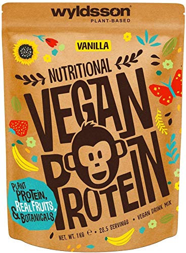Vegan Protein Powders (1kg) - Natural Vegan Protein Shake High in Iron & Zinc with Fruits, Botanicals & Plant Based Protein Powder, Gluten Free, Dairy Free, Lactose Free (Vanilla, 1kg No Scoop) Vanilla 1 kg (Pack of 1) - NewNest Australia