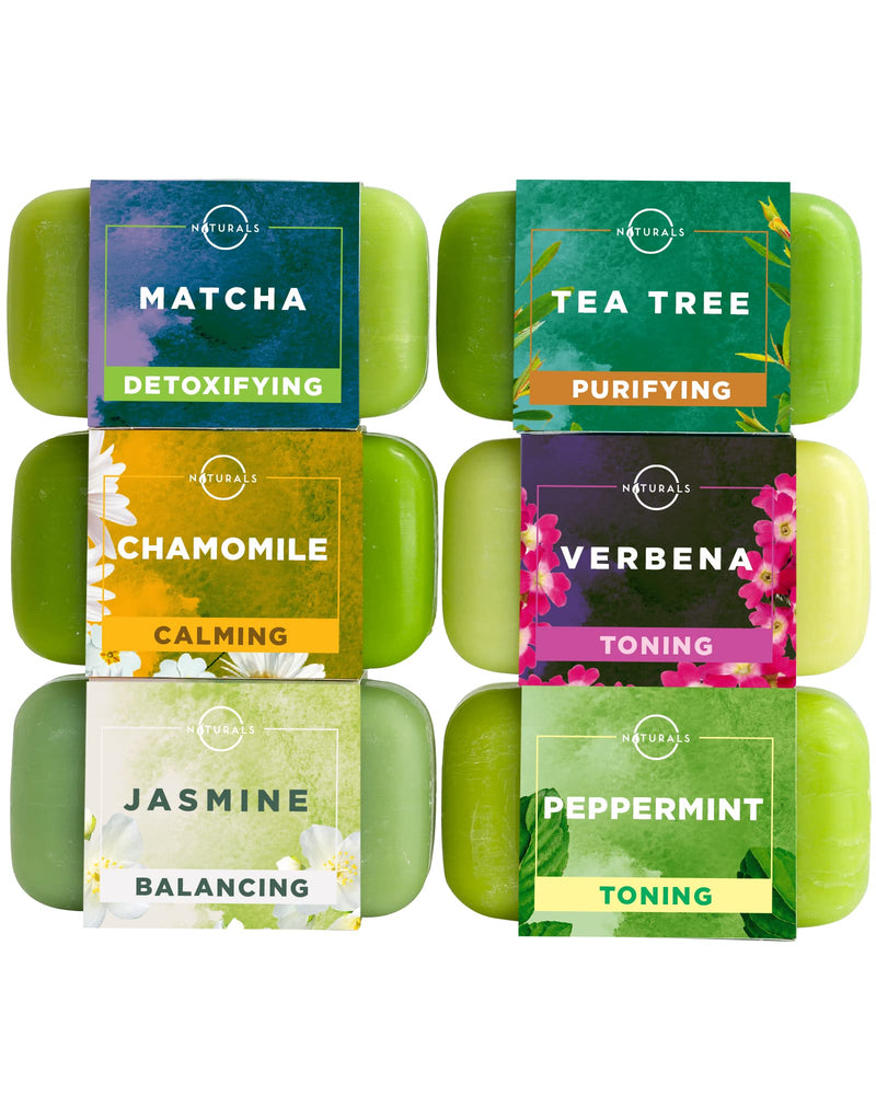 O Naturals 6-Piece Green Tea Herbal Essential oils Bar Soap Collection Moisturizing Face & Body Cleanser Anti Acne Aromatherapy Gift Set Vegan Organic Ingredients Shea Butter. Men & Women 680gr Total - NewNest Australia