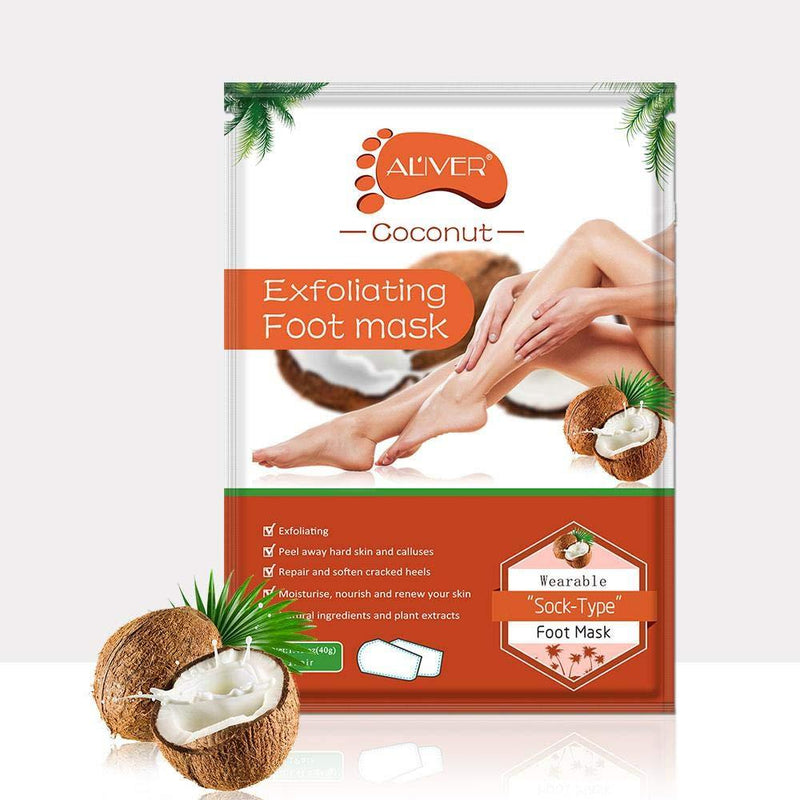 Aliver Coconut Exfoliating Peeling Renewable Foot Mask Socks Removes Dead Skin - NewNest Australia