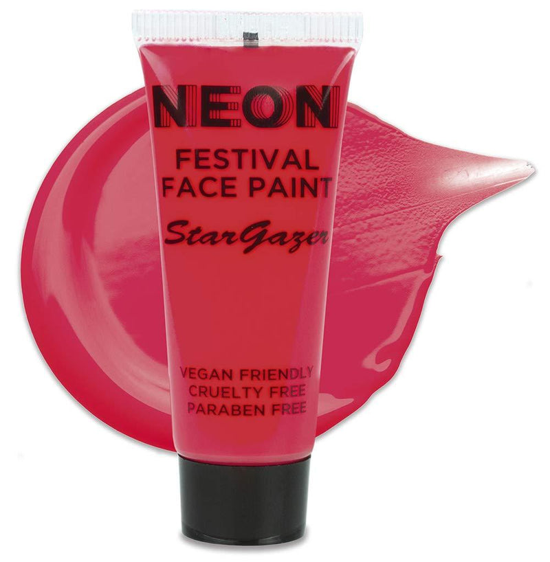 Stargazer Neon UV-Reactive Festival Face and Body Paint, Sweat Proof Vibrant Colour, Red Neon Red - NewNest Australia