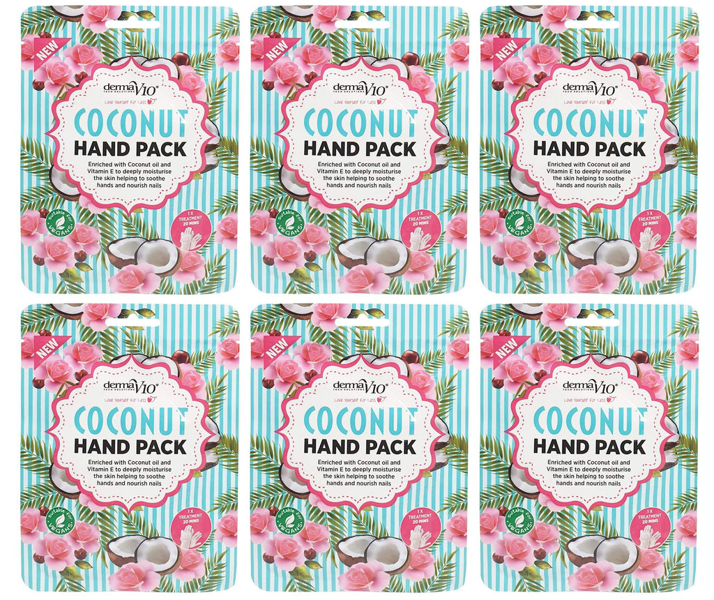 Derma V10 Deeply Moisturising Coconut Hand Pack, Enriched with Coconut Oil and Vitamin E - 6 Pack - NewNest Australia