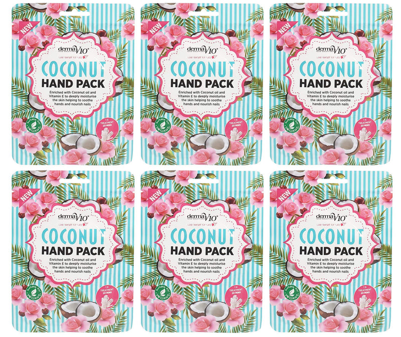 Derma V10 Deeply Moisturising Coconut Hand Pack, Enriched with Coconut Oil and Vitamin E - 6 Pack - NewNest Australia