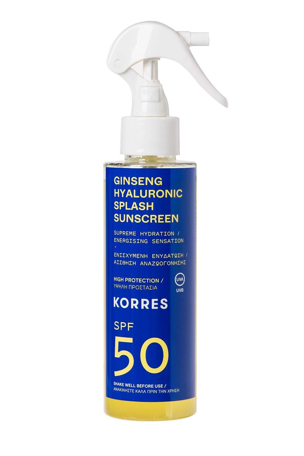 Korres Ginseng Hyaluronic Splash 2-Phase Sun Protection Spray SPF50, Pack of 1 (1 x 174 g) - NewNest Australia