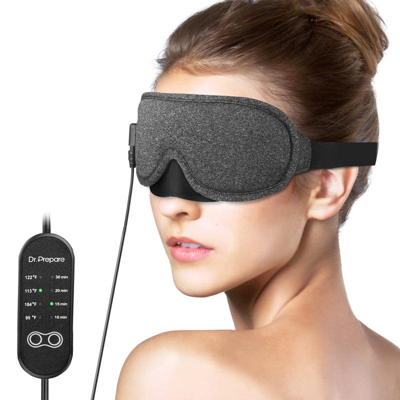 DR.PREPARE Heated Eye Mask, Electric USB Cotton Eye Compress Heating Pad with Smart Temperature & Timer Control, Earplugs for Sleep, Dry Eyes, Blepharitis, Dark Circles and Puffy Eyes - NewNest Australia