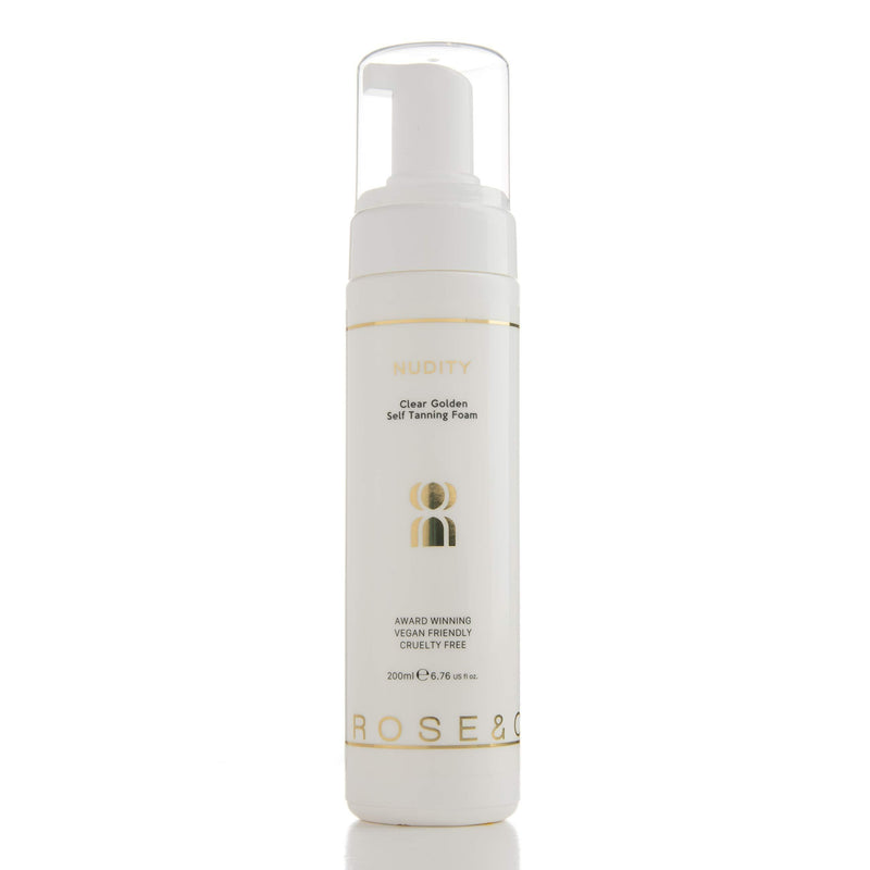 Rose & Caramel Nudity Clear Self Tanning Mousse 200ml. Clear Self Tanner, Skinkissed Golden Tan - NewNest Australia