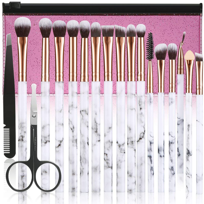 Eye Makeup Brushes Set DUAIU 16Pcs Eyeshadow brushes Premium Synthetic Makeup Brushes Eyebrow Eyeliner Blending Marble Handle Brushes Sets with Pink Cosmetic Bag Eyebrow Tweezers Nose Scissors - NewNest Australia
