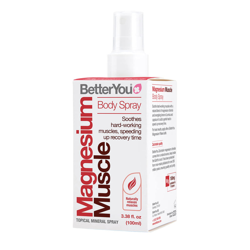 BetterYou Magnesium Muscle Body Spray | Pure, Clean and Natural Source of Magnesium Chloride | Helps Reduce Recovery Time and Soothes Hard-working Muscles | 100ml (600 Sprays) - NewNest Australia