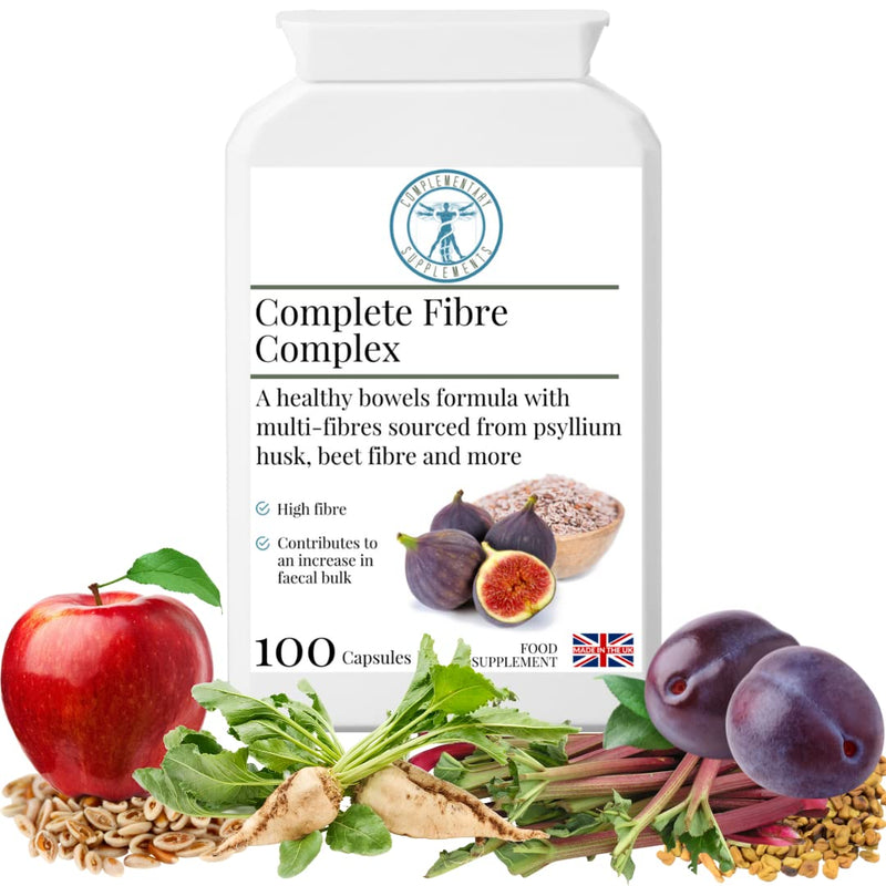 Complementary Supplements | Complete Fibre Complex | Dietary Fibre & Herbal Formula | Psyllium Husk | Prune Juice | Sugar Beet | Flaxseed | Fenugreek | Vegan | 100 Capsules - NewNest Australia