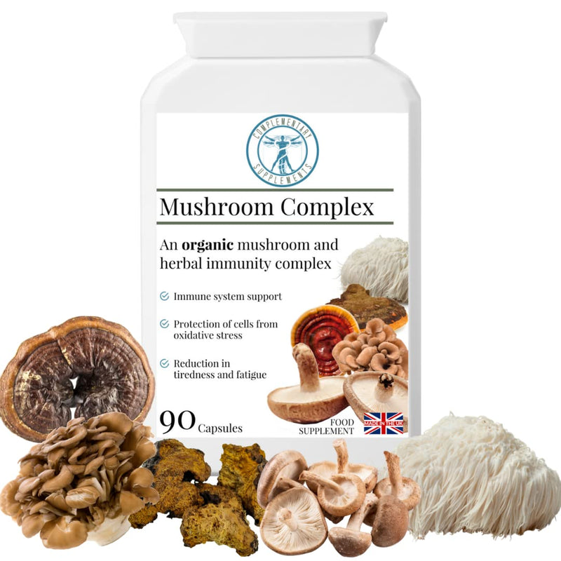 Complementary Supplements | 100% Organic Mushroom Complex | Immune System & Energy Support | Traditional Herbal TCM Adaptogen Blend | Maitake | Chaga | Shiitake | Reishi | Lion's Mane | 90 Capsules - NewNest Australia