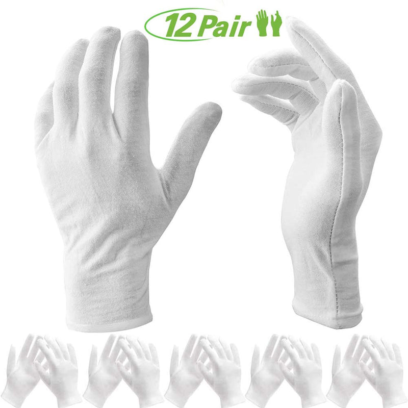 Cotton Gloves - BESTZY 12 pairs White Hand Moisturizing Gloves Reusable Multi-purpose Gloves for Skin Care, Inspection, Protection and Decoration, One Size C - NewNest Australia