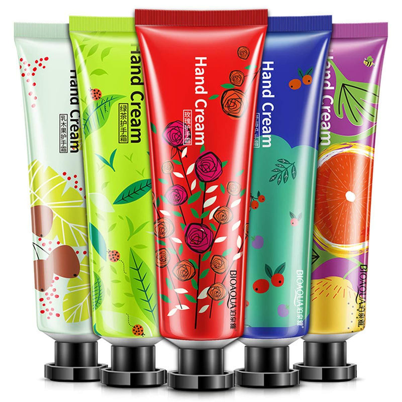 5 Pack Fruits Extract Fragrance Hand Cream,Moisturizing Hand Care Cream Travel Set with Shea Butter For Men And Women-30ml (Style-2) - NewNest Australia