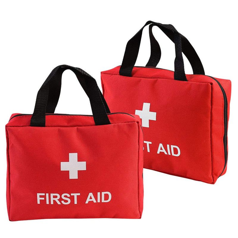Aoutacc Empty First Aid Bag, Nylon Compact and Lightweight First Aid Kit for Emergency at Home, Office, Car, Outdoors, Boat, Camping, Hiking(Bag Only) (2 Pack Red With Handles) 2 Pack Red With Handles - NewNest Australia