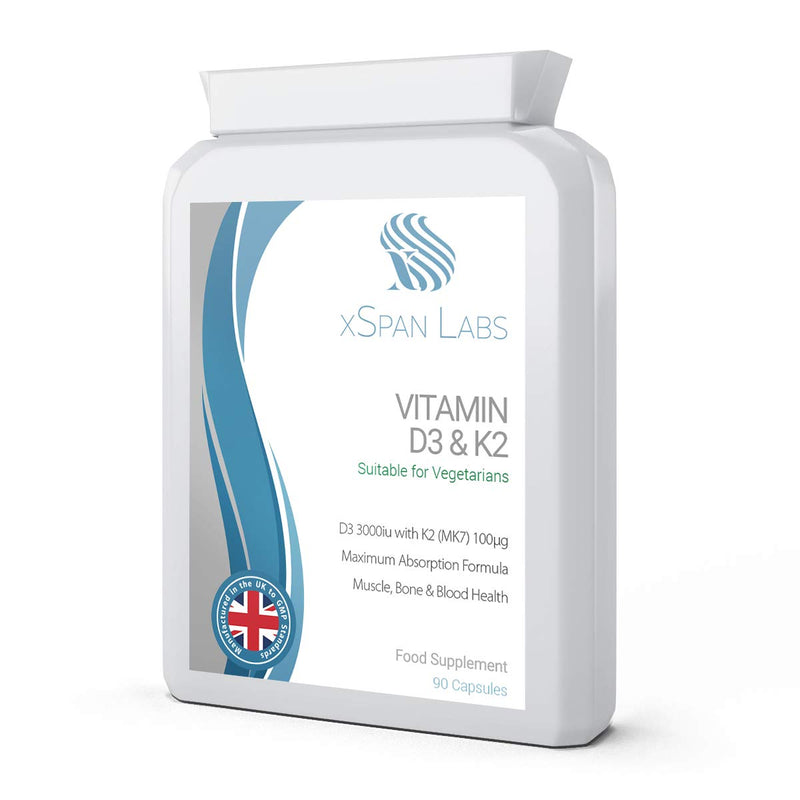Vitamin D 3,000 IU & Vitamin K2 100ug MK7 Vegetarian Capsules - 90-Day Supply of Vitamin D3 Supplement Source of Cholecalciferol – Exclusively Manufactured in The UK for Maximum Absorption - NewNest Australia