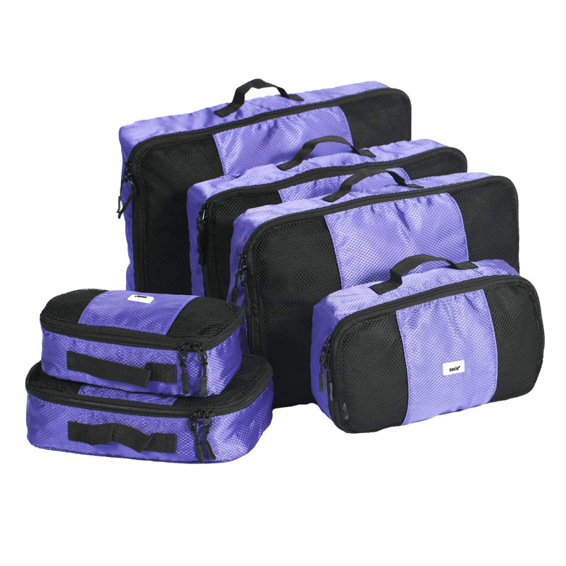ANSIO Packing Cubes, Travel Luggage Organiser Set, Travel Cubes, Compression Bag Suitcase, Value Set for Travel and Home Storage, Small, Medium, Large, XL - (6 Piece Set) - Purple - NewNest Australia