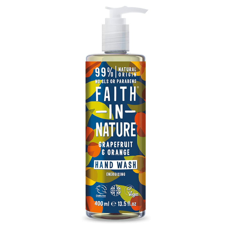 Faith In Nature Natural Grapefruit and Orange Hand Wash, Invigorating, Vegan and Cruelty Free, No SLS or Parabens, 400 ml - NewNest Australia