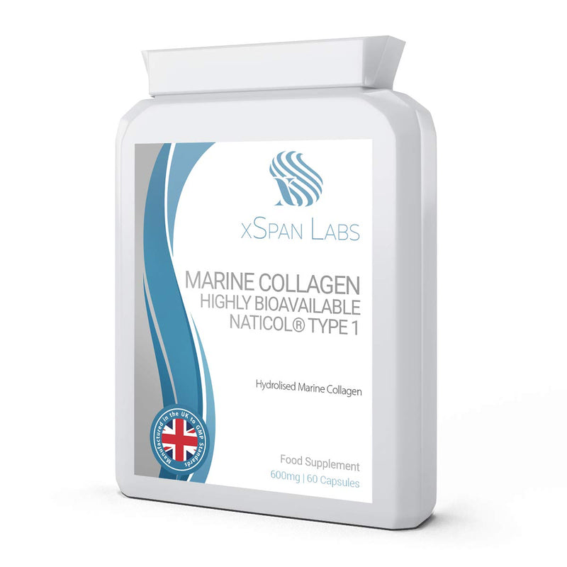 Marine Collagen 600mg 60 Capsules - Highly Bioavailable Naticol® Type 1 Produced by enzymatic hydrolysis ensuring The Highest Levels of oligopeptides with Maximum Purity - NewNest Australia