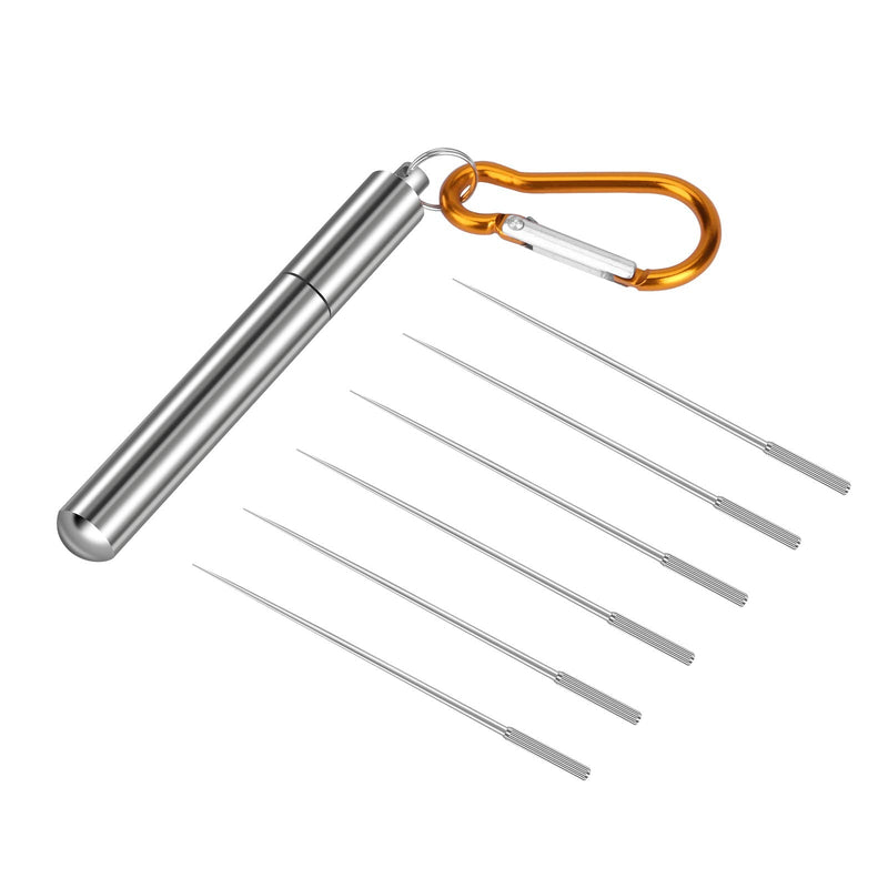 XINYUWIN 6PCS Stainless Steel Toothpick Fruit Toothpick Alloy of Nickel and Titanium Medical Material with Pocket Toothpick Hole Keychain Suitable for Outdoor Travel Camping 6 Count (Pack of 1) - NewNest Australia