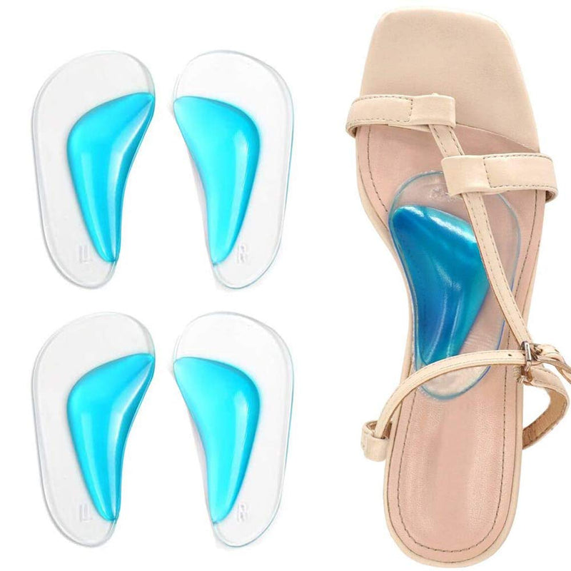 2 Pairs Gel Arch Support Insoles, Silicone Orthopedic Flat Feet Orthotic Arch Support Insoles Plantar Fasciitis Shoe Arch Support Gel High Heel Inserts Cushion Pads for Women Men (Blue) - NewNest Australia