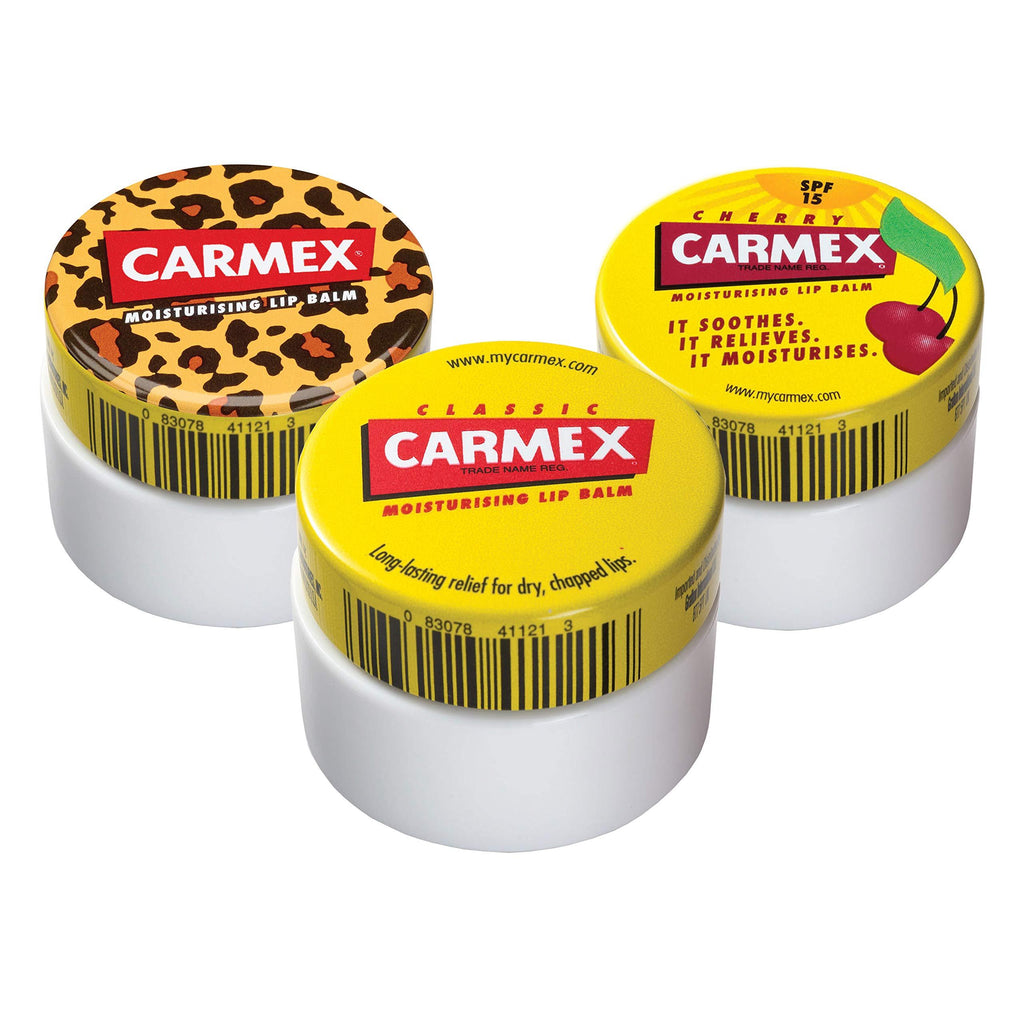 Carmex Lip Balm Pot Mixed Pack of 3 (Cherry, Classic & Wild) - NewNest Australia