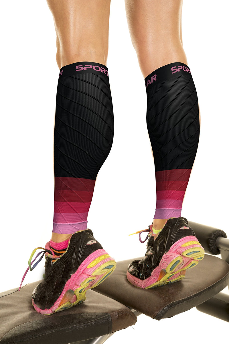 Calf Compression Sleeve Men & Women - Shin Splints Support, Footless Compression Socks for Calf Support, Achilles Tendon Support, Leg Cramps, Varicose Veins, Maternity, Nurses (1 Pair) S/M | 12" - 16" Calf Black/Pink - 1 Pair - NewNest Australia