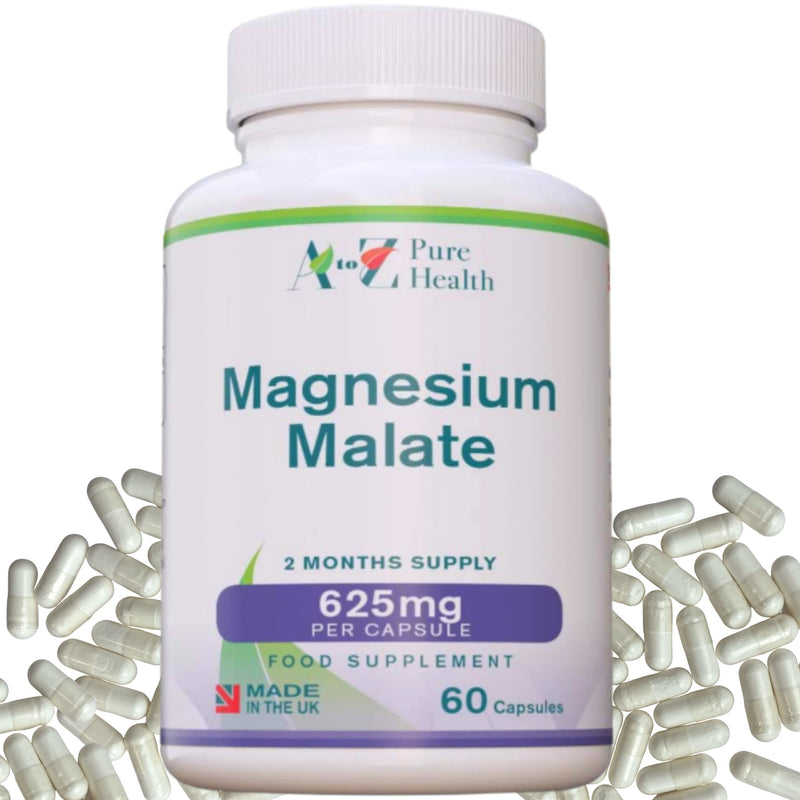 Magnesium Malate Capsules | High Absorption, Premium Magnesium Malate 625mg Supplement | 60 Easy to Swallow Capsules (2 Months Supply) | Supports Energy Levels, Heart Health, Muscle Function | UK Made - NewNest Australia
