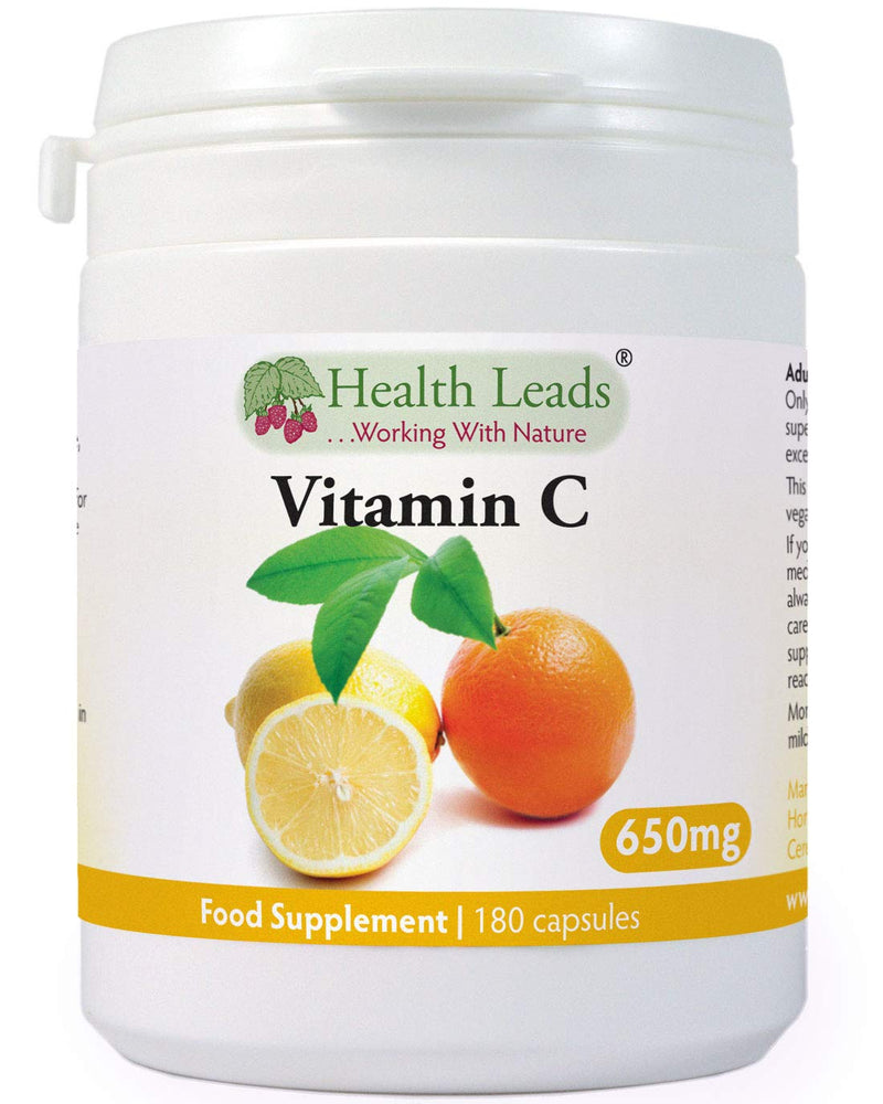 Pure Vitamin C 650mg Capsules, Ascorbic Acid, Unbuffered & Non-GMO, Suitable or Vegetarians & Vegans, Magnesium Stearate Free & No Nasty Additives, Formulated & Made in Wales… (180 Capsules) 180 capsules - NewNest Australia