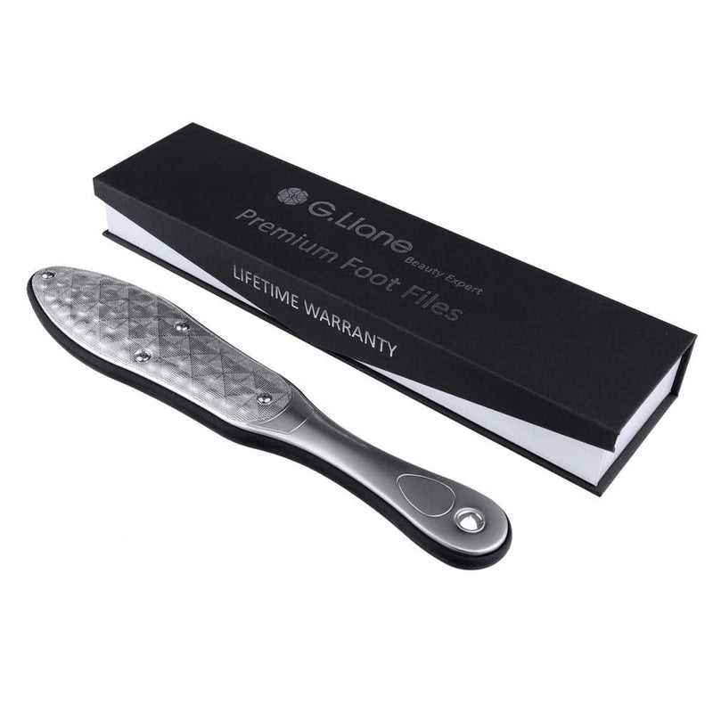 Foot File Callus Remover - G.Liane Professional Foot Scrubber Stainless Steel Colossal Pedicure Foot Rasp Callus Removal Double Sided Pedicure Foot Care Tool for Extra Smooth and Beauty Foot (Black) Black - NewNest Australia