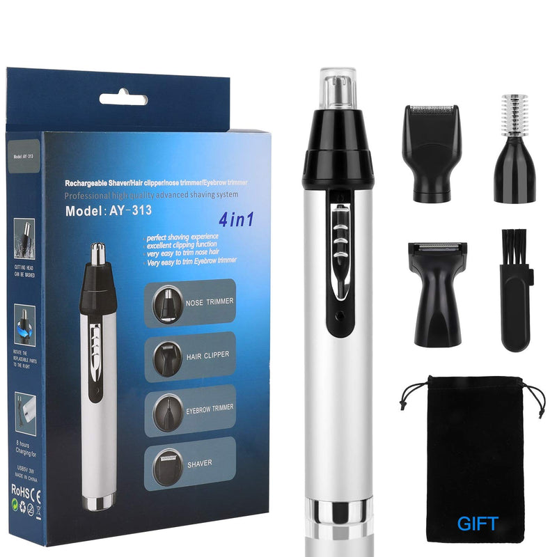 QKURT USB Nose Hair Trimmer, 4 in 1 Ear Nose Hair Trimmer New Design Safely Painless Personal Trimmer Grooming Kit for Men and Women, Waterproof Beard and Nose Trimmer for Easy to Clean - NewNest Australia