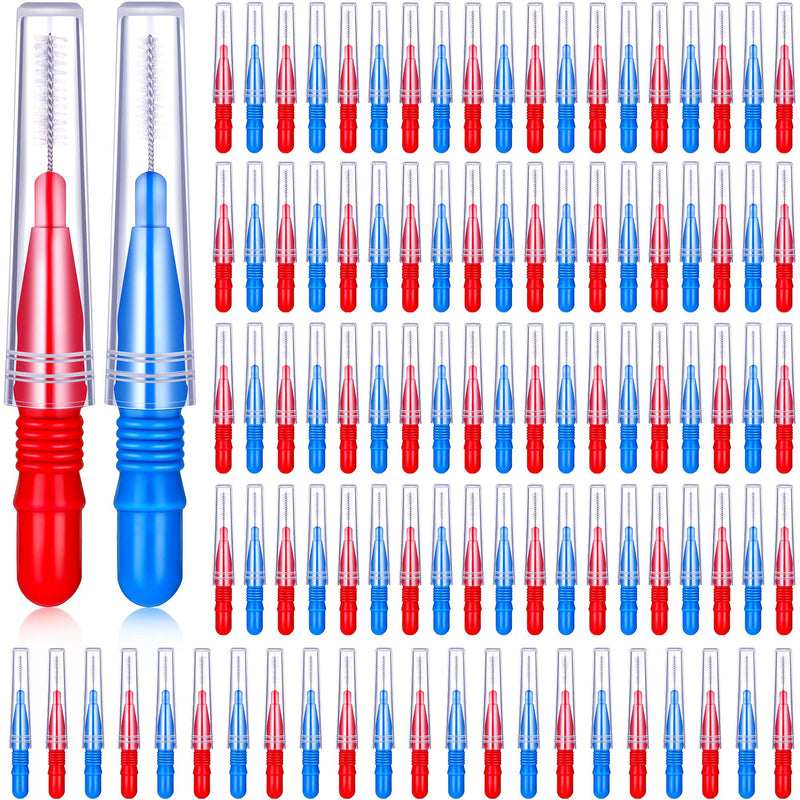 100 Pieces Braces Dental Brush Flosser for Cleaner Interdental Brush Toothpick Dental Tooth Flossing Head Oral Dental Hygiene Toothpick Cleaners Cleaning Tool Red and Blue - NewNest Australia