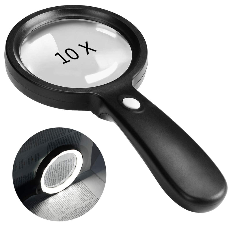 Magnifying Glass with Light, Kaome 10X Magnified Glass Dimmable LED Lighted Magnifying Glass for Reading, Handheld Magnifier for Exploring, Jewelry, Hobbies & Crafts Black - NewNest Australia