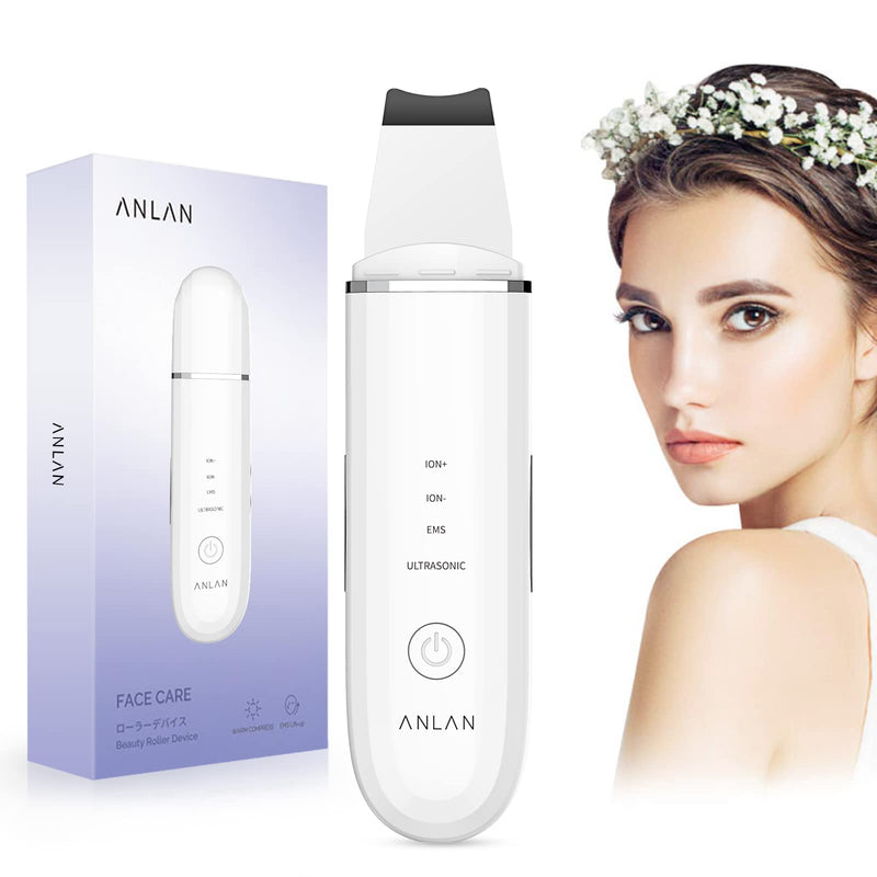 Skin Scrubber, ANLAN Ultrasonic EMS Ion Exfoliating Device Face Cleanser and Blackhead Remover Pores Cleaning Wrinkle Remover Comedone Extractor Skin Care With 4 Modes USB Rechargeable White-1 - NewNest Australia